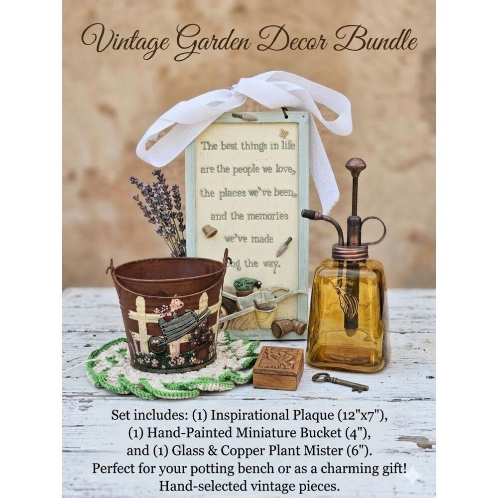 Vintage Brown and Amber Garden Garden Decor Bundle